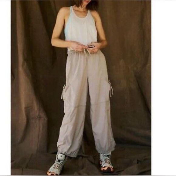 Free People Movement Back Packer Jumpsuit Muted Beige Size Med. NWT - Picture 1 of 11
